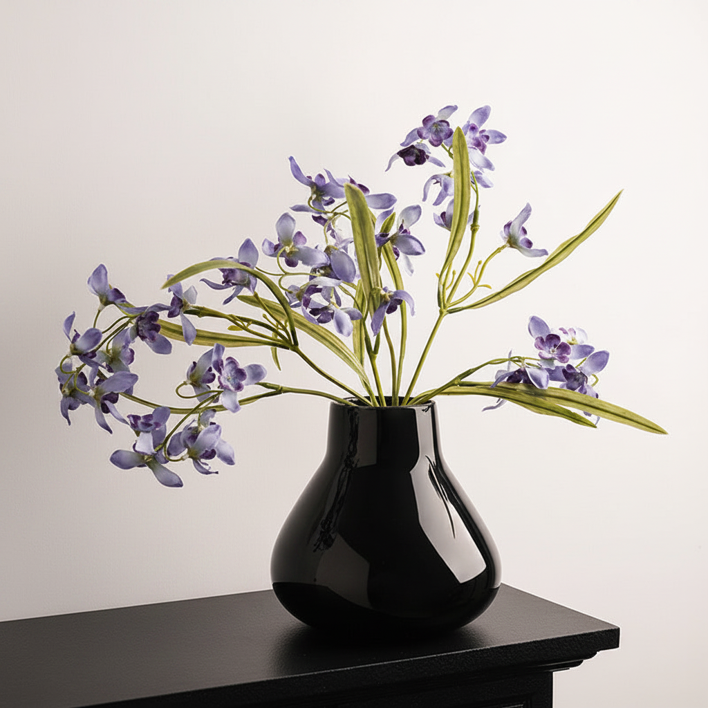 Round Belly Ceramic Vase | Japandi Glazed Decorative Vessel, vases & vessels, alternate angle, for a serene modern home