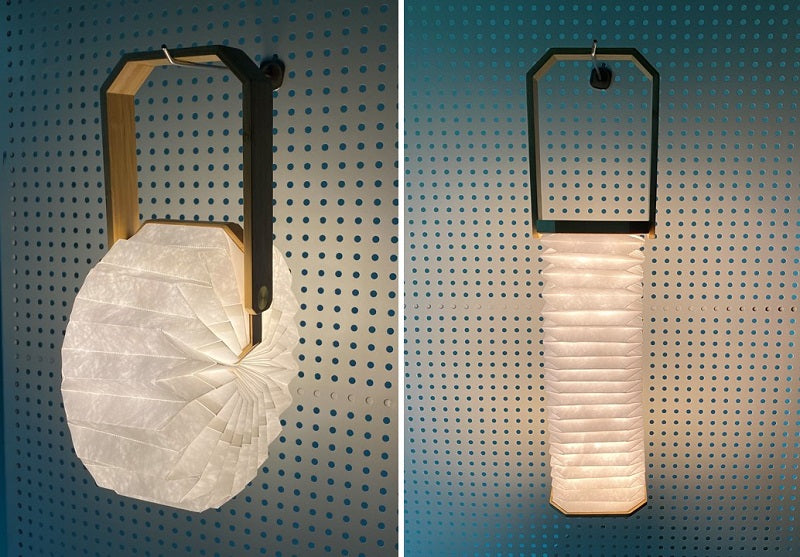 Foldable Wooden Lantern Lamp – Portable Rechargeable Accordion Light, night lights, front view, with calming Nordic