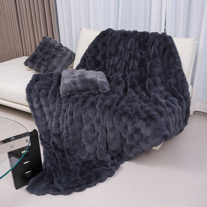 Bubble Plush Throw | Japandi Plush Pile Sofa & Bed Blanket, blankets & throws, front view, with calming Nordic simplicity