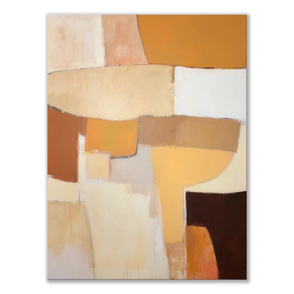 Warm Terracotta Geometric Abstract Oil Painting – Japandi Wabi-Sabi Vertical Canvas, wall art, alternate angle, for a serene