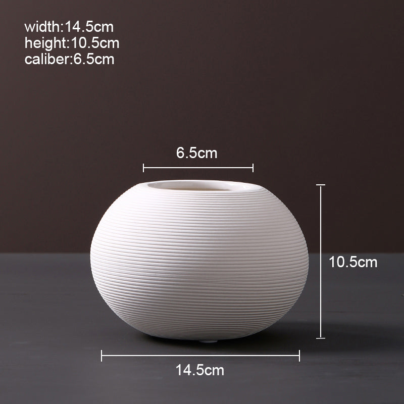 Ribbed Ceramic Vase | Japandi Sculptural Matte White Vessel, vases & vessels, alternate angle, for a serene modern home