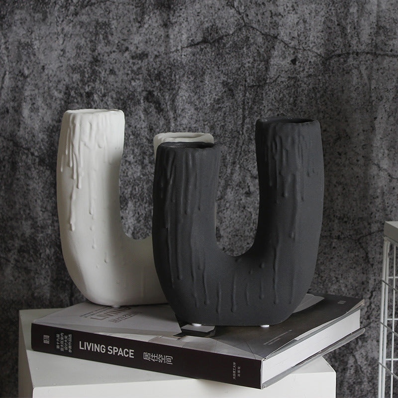 U-Arch Ceramic Candle Holder & Vase | Japandi Sculptural Taper Holder, candle holders, in a styled setting, in soft neutral