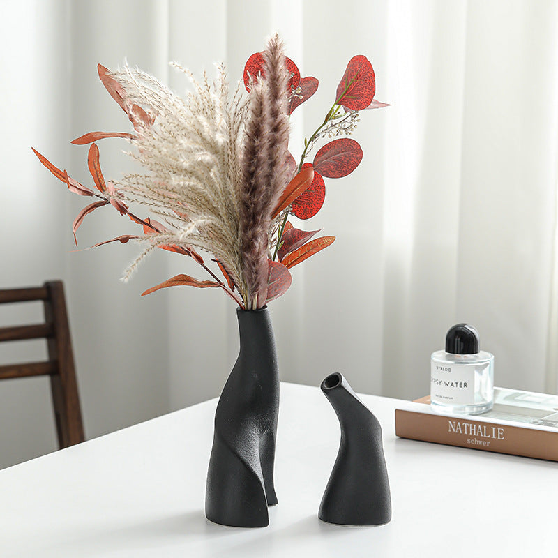 Dual Bud Vase | Japandi Interlocking Ceramic Set, vases & vessels, detail view, embracing wabi-sabi natural imperfection