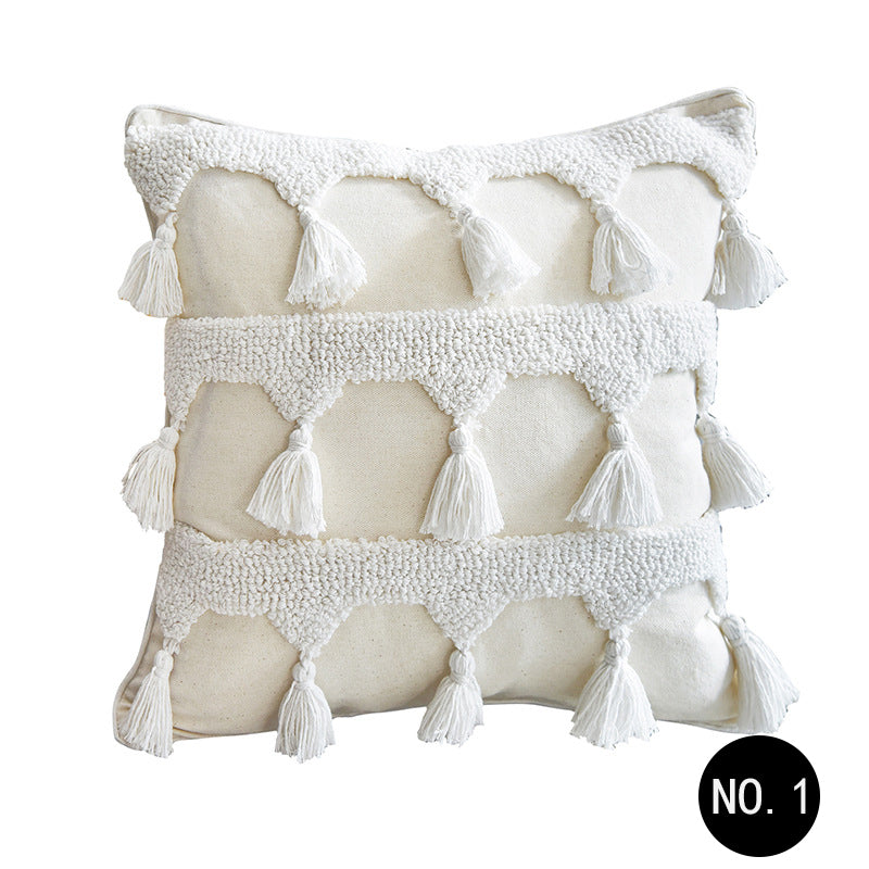 Moroccan Tufted Cushion Cover | Boho-Japandi Home Décor, cushions & inserts, close-up detail, crafted in a warm Japandi