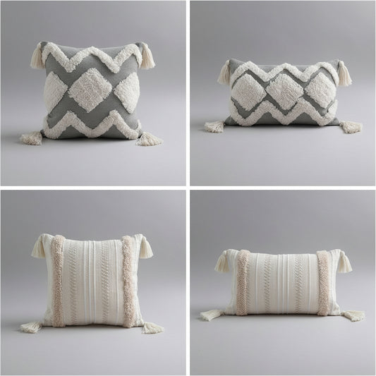 Moroccan Tufted Tassel Cushion | Boho Nordic Style, cushions & inserts, crafted in a warm Japandi minimalist style