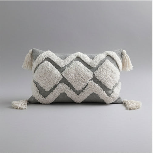 Moroccan Tufted Tassel Cushion | Boho Nordic Style, cushions & inserts, alternate angle, for a serene modern home