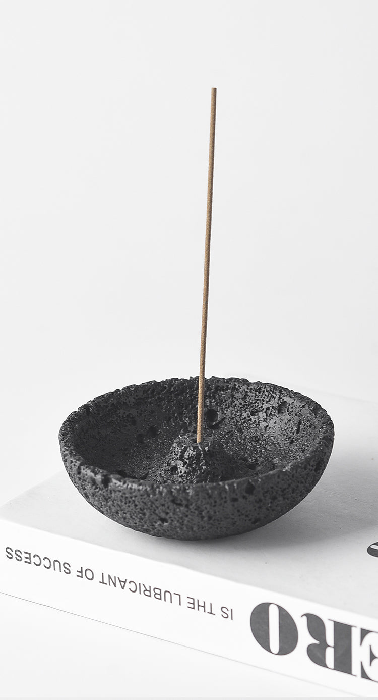 Pumice Bowl Incense Burner | Japandi Ritual Home Fragrance, incense burners, front view, with calming Nordic simplicity