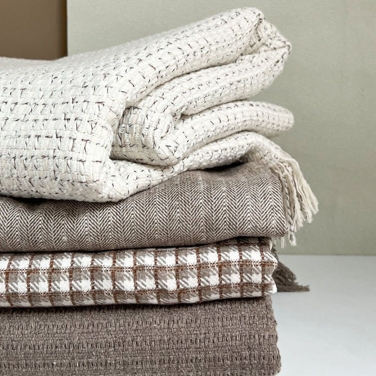 Wabi-Sabi Woven Throw & Bed Runner | Japandi Geometric Sofa Blanket, blankets & throws, crafted in a warm Japandi minimalist