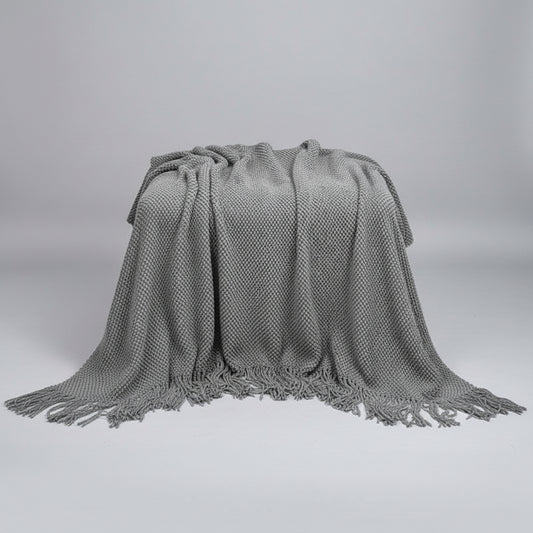 Tassel Fringe Knit Throw Blanket | Japandi Sofa & Bed Blanket, blankets & throws, crafted in a warm Japandi minimalist style