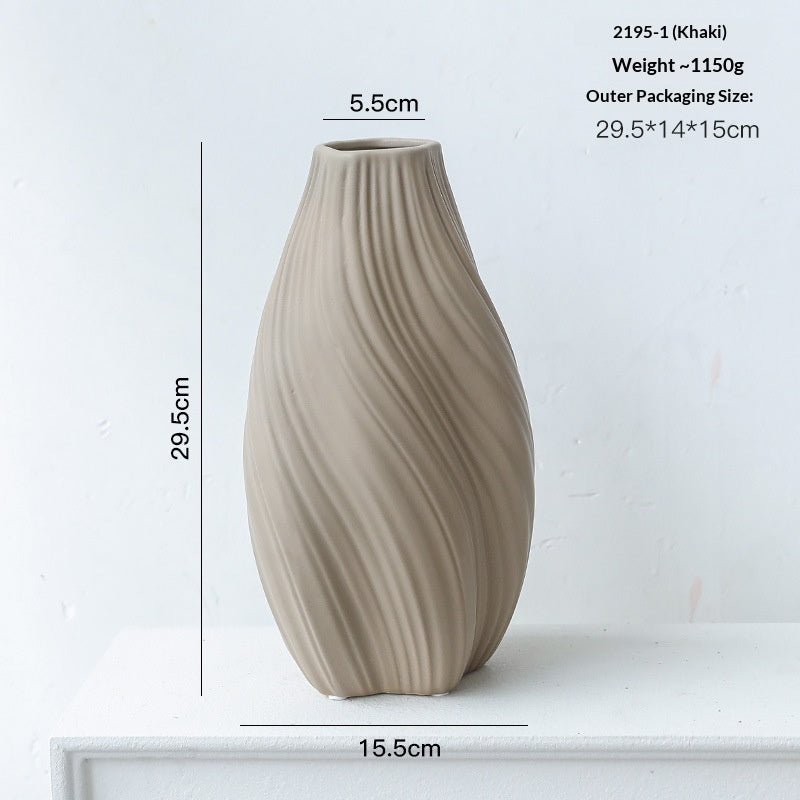 Swirl Carved Ceramic Vase | Japandi Twisted Form, vases & vessels, front view, with calming Nordic simplicity