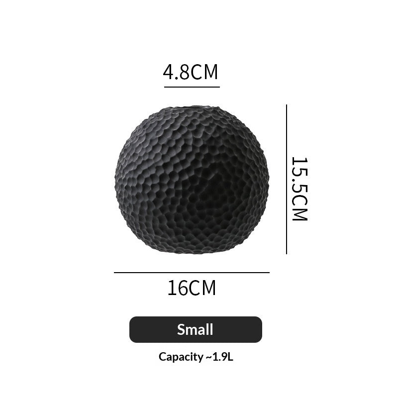 Honeycomb Sphere Ceramic Vase | Japandi Sculptural Globe, vases & vessels, front view, with calming Nordic simplicity