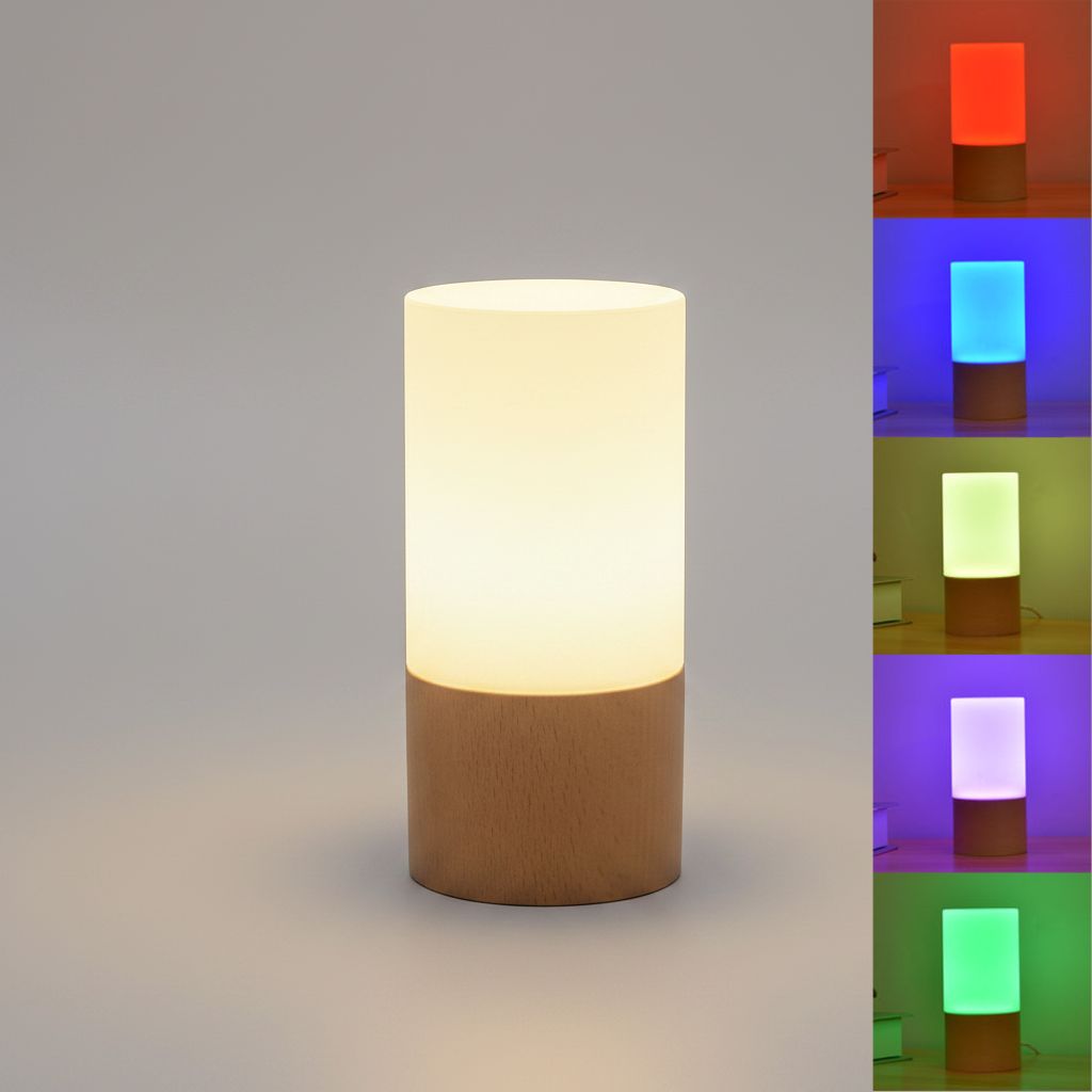 Bamboo & Frosted Glass LED Night Light – Compact Ambient Lamp, night lights, detail view, embracing wabi-sabi natural