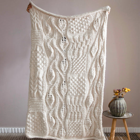 Chunky Hand-Woven Knit Throw | Japandi Bobble Weave Sofa & Bed Blanket, blankets & throws, crafted in a warm Japandi