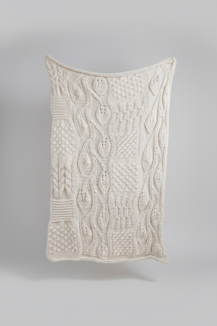 Chunky Hand-Woven Knit Throw | Japandi Bobble Weave Sofa & Bed Blanket, blankets & throws, alternate angle, for a serene