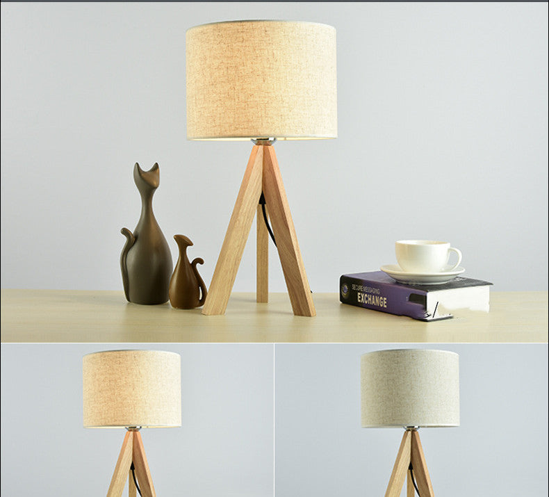 Bamboo Tripod Table Lamp – Hemp Shade Scandinavian Bedside Light, night lights, detail view, embracing wabi-sabi natural