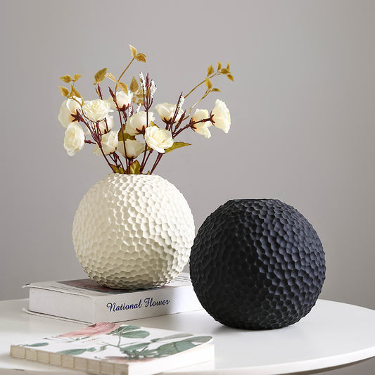 Honeycomb Sphere Ceramic Vase | Japandi Sculptural Globe, vases & vessels, crafted in a warm Japandi minimalist style