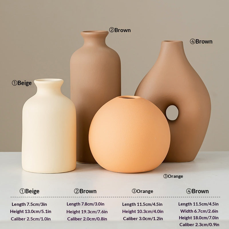 Earthy Matte Ceramic Vase Collection | Japandi Nordic Forms, vases & vessels, front view, with calming Nordic simplicity