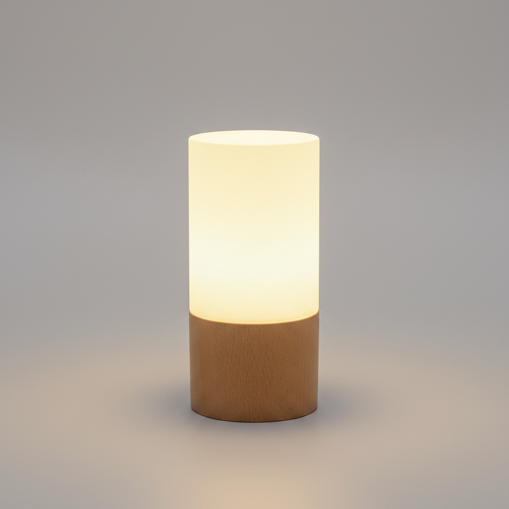 Bamboo & Frosted Glass LED Night Light – Compact Ambient Lamp, night lights, crafted in a warm Japandi minimalist style