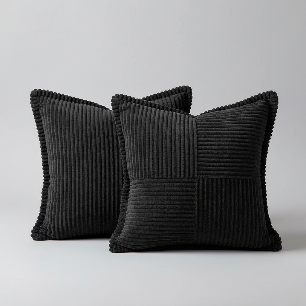 Soft Ribbed Corduroy Cushion Cover | Boho Japandi Style, cushions & inserts, detail view, embracing wabi-sabi natural