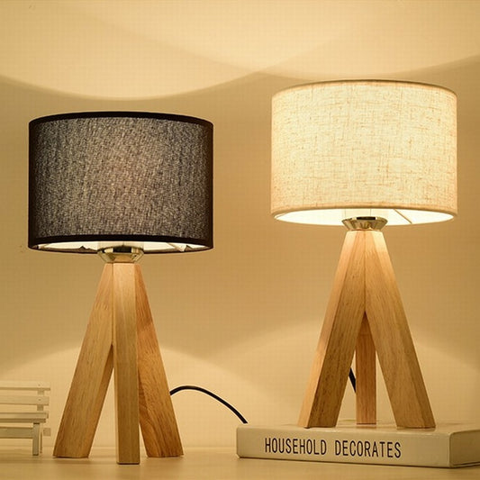 Bamboo Tripod Table Lamp – Hemp Shade Scandinavian Bedside Light, night lights, crafted in a warm Japandi minimalist style