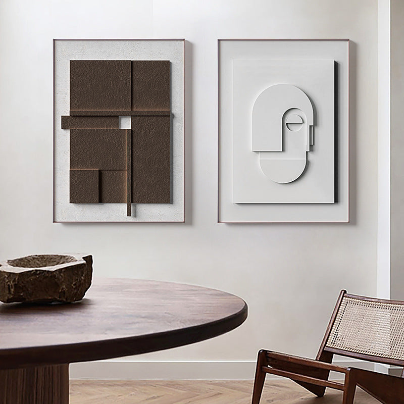 3D Sculptural Geometric Canvas Print – Trompe-l’Œil Morandi Wall Art, lifestyle view, blending Scandinavian and Japanese