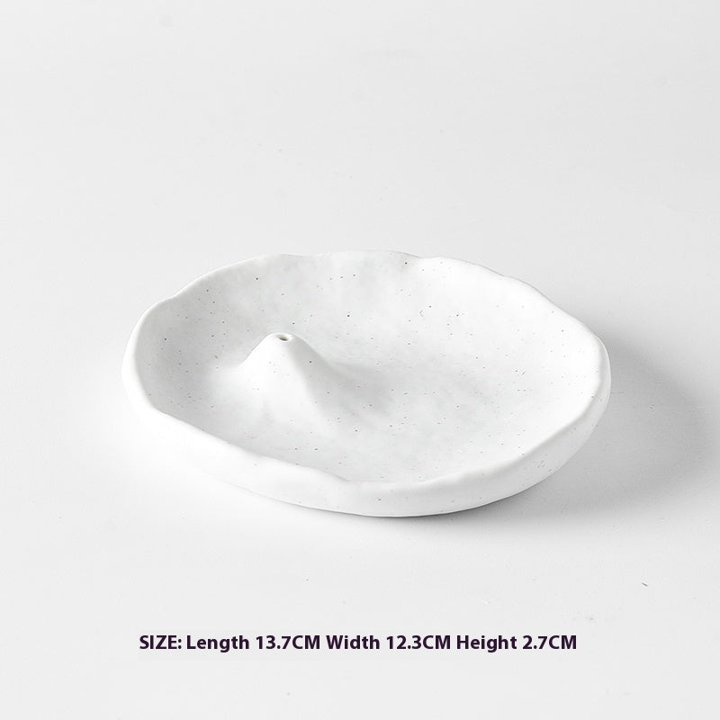 Freeform Ceramic Incense Tray | Japandi Ritual Home Fragrance, incense burners, alternate angle, for a serene modern home