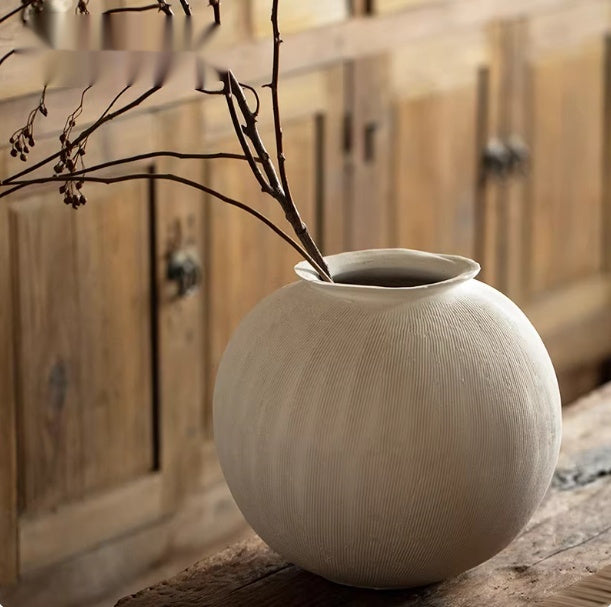 Ribbed Ball Vase | Japandi Sphere Ceramic, vases & vessels, crafted in a warm Japandi minimalist style