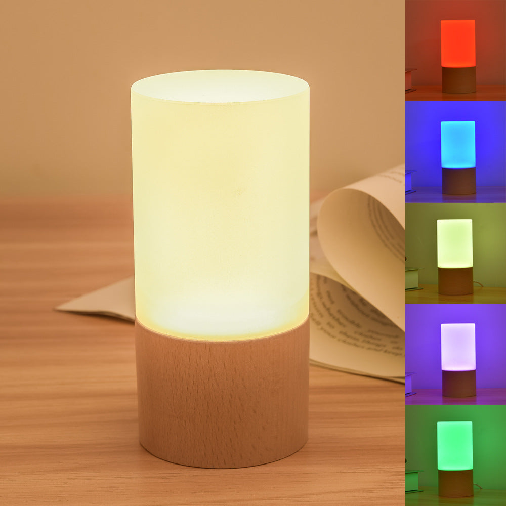 Bamboo & Frosted Glass LED Night Light – Compact Ambient Lamp, night lights, detail view, embracing wabi-sabi natural