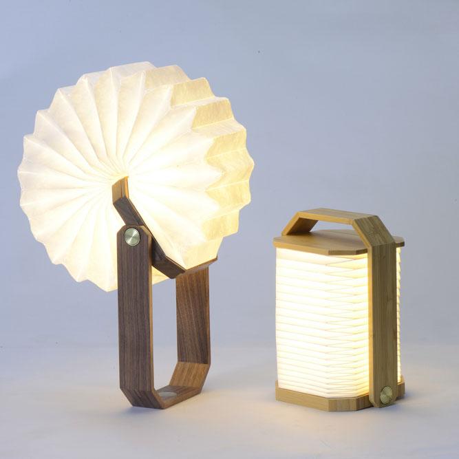 Foldable Wooden Lantern Lamp – Portable Rechargeable Accordion Light, night lights, detail view, embracing wabi-sabi natural