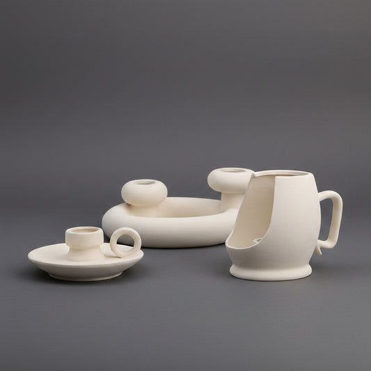 Frosted Ceramic Candle Holder | Japandi Sculptural Taper & Pillar Holder, candle holders, crafted in a warm Japandi