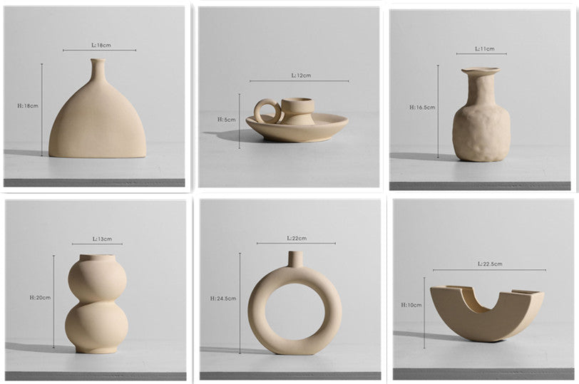 Sculptural Matte Ceramic Vase Collection | Japandi Geometric Shapes, vases & vessels, front view, with calming Nordic