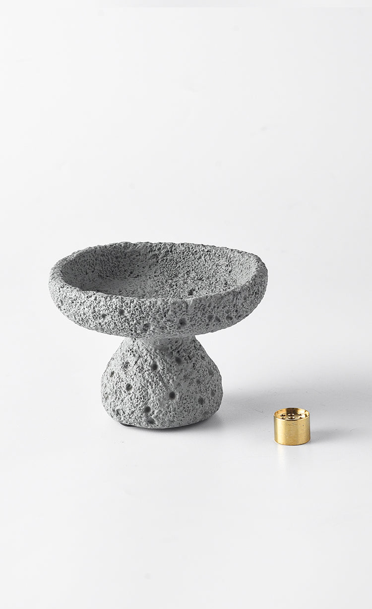 Lava Stone Pedestal Incense Burner | Japandi Ritual Home Fragrance, incense burners, in a styled setting, in soft neutral