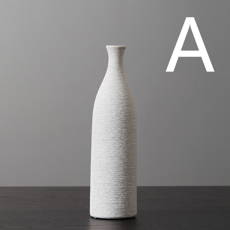 Scratched Ceramic Bottle Vase | Japandi Textured Matte, vases & vessels, detail view, embracing wabi-sabi natural