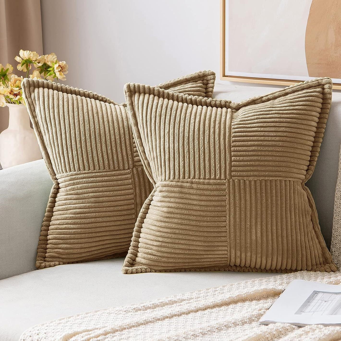 Soft Ribbed Corduroy Cushion Cover | Boho Japandi Style, cushions & inserts, crafted in a warm Japandi minimalist style