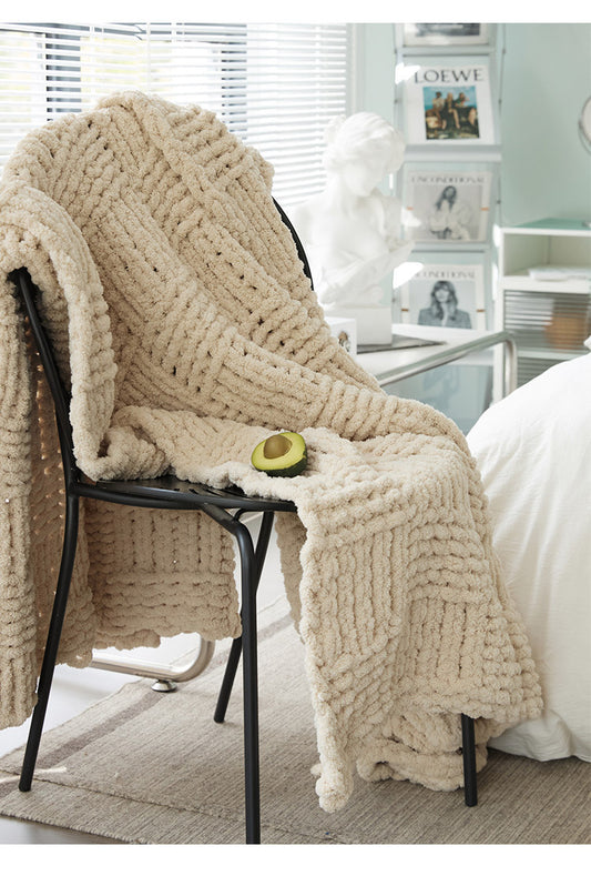 Chunky Knit Throw | Japandi Herringbone & Ribbed Sofa Blanket, blankets & throws, crafted in a warm Japandi minimalist style