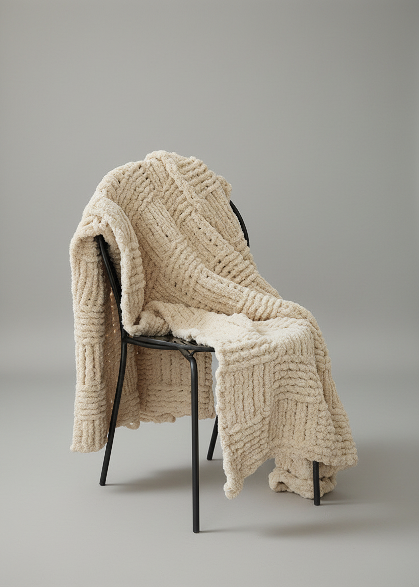 Chunky Knit Throw | Japandi Herringbone & Ribbed Sofa Blanket, blankets & throws, crafted in a warm Japandi minimalist style
