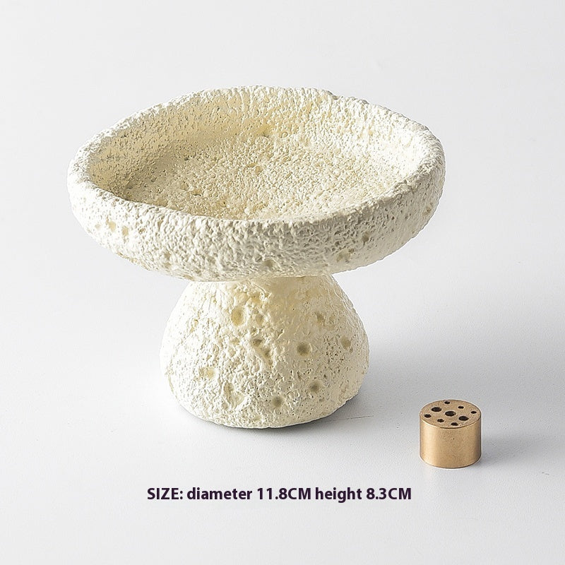 Moon Stone Cement Incense Burner | Japandi Ritual Home Fragrance, incense burners, detail view, embracing wabi-sabi natural