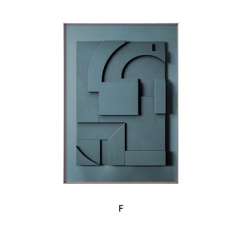 3D Sculptural Geometric Canvas Print – Trompe-l’Œil Morandi Wall Art, in a styled setting, in soft neutral organic tones