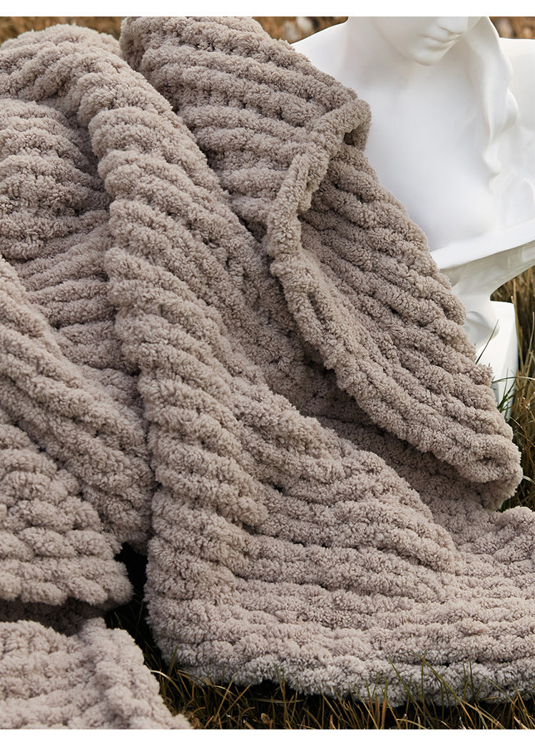 Chunky Knit Throw | Japandi Herringbone & Ribbed Sofa Blanket, blankets & throws, detail view, embracing wabi-sabi natural