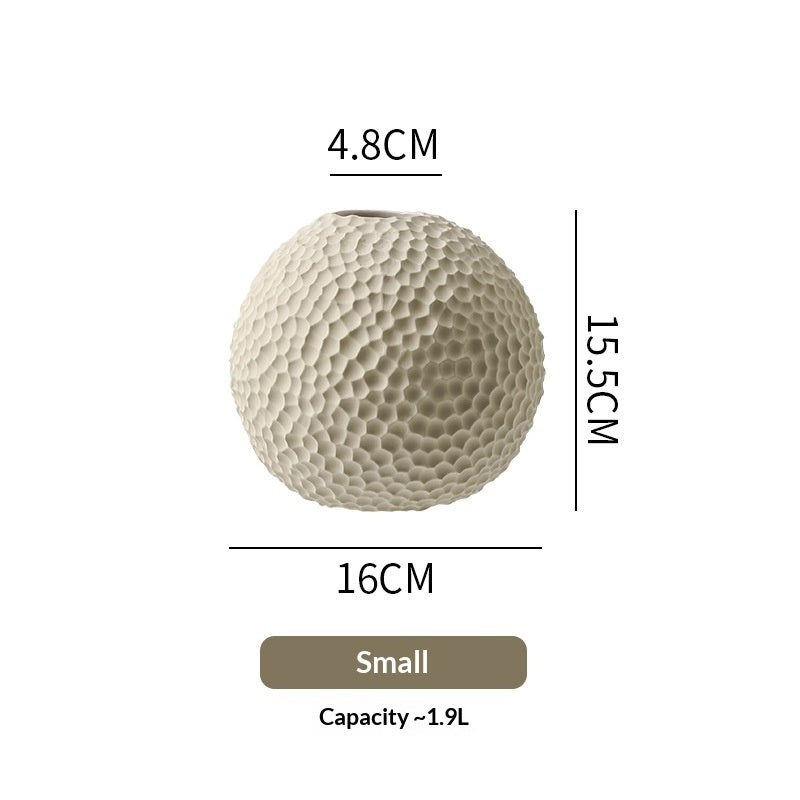 Honeycomb Sphere Ceramic Vase | Japandi Sculptural Globe, vases & vessels, lifestyle view, blending Scandinavian and