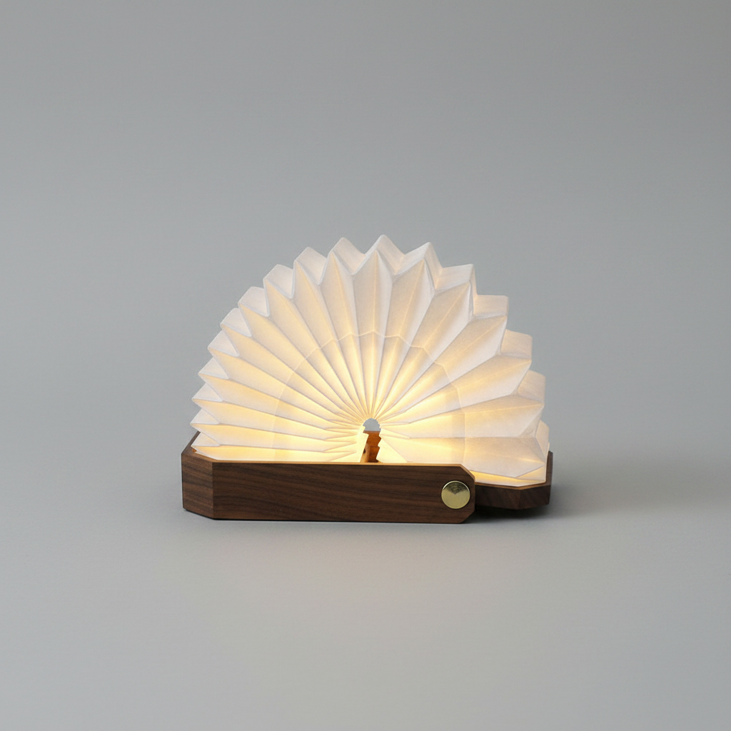 Foldable Wooden Lantern Lamp – Portable Rechargeable Accordion Light, night lights, close-up detail, crafted in a warm