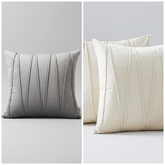 Pleated Velvet Cushion Cover | Japandi Ribbed Stripe Sofa Accent, cushions & inserts, crafted in a warm Japandi minimalist