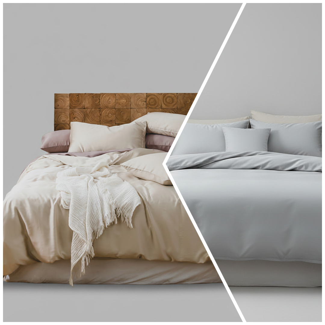 Lyocell Satin Duvet Cover Set | Japandi Silky Tencel Bedding, bedding sets, crafted in a warm Japandi minimalist style
