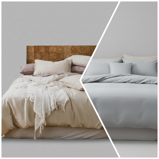 Lyocell Satin Duvet Cover Set | Japandi Silky Tencel Bedding, bedding sets, crafted in a warm Japandi minimalist style