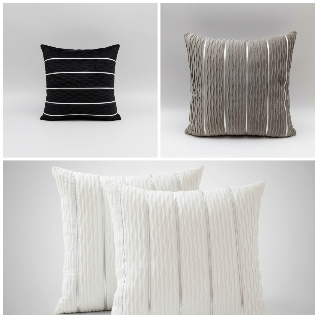 Ribbed Stripe Velvet Plush Cushion Cover | Soft & Luxe Japandi, cushions & inserts, crafted in a warm Japandi minimalist
