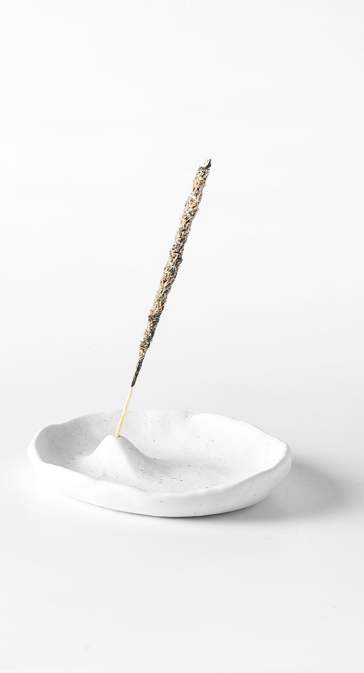 Freeform Ceramic Incense Tray | Japandi Ritual Home Fragrance, incense burners, detail view, embracing wabi-sabi natural