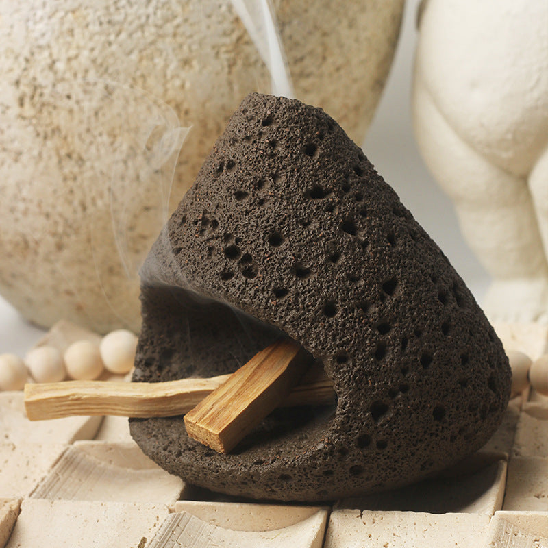 Pumice Cone Incense Burner | Japandi Ritual Home Fragrance, incense burners, front view, with calming Nordic simplicity