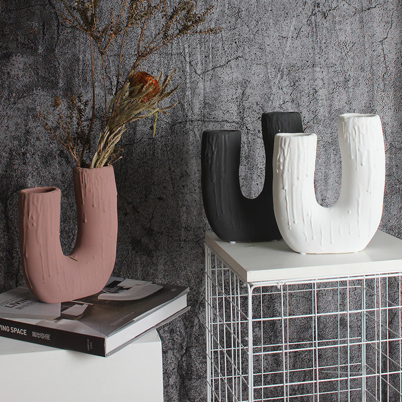 U-Arch Ceramic Candle Holder & Vase | Japandi Sculptural Taper Holder, candle holders, detail view, embracing wabi-sabi