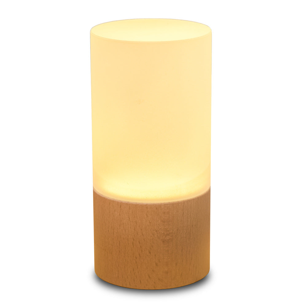 Bamboo & Frosted Glass LED Night Light – Compact Ambient Lamp, night lights, in a styled setting, in soft neutral organic
