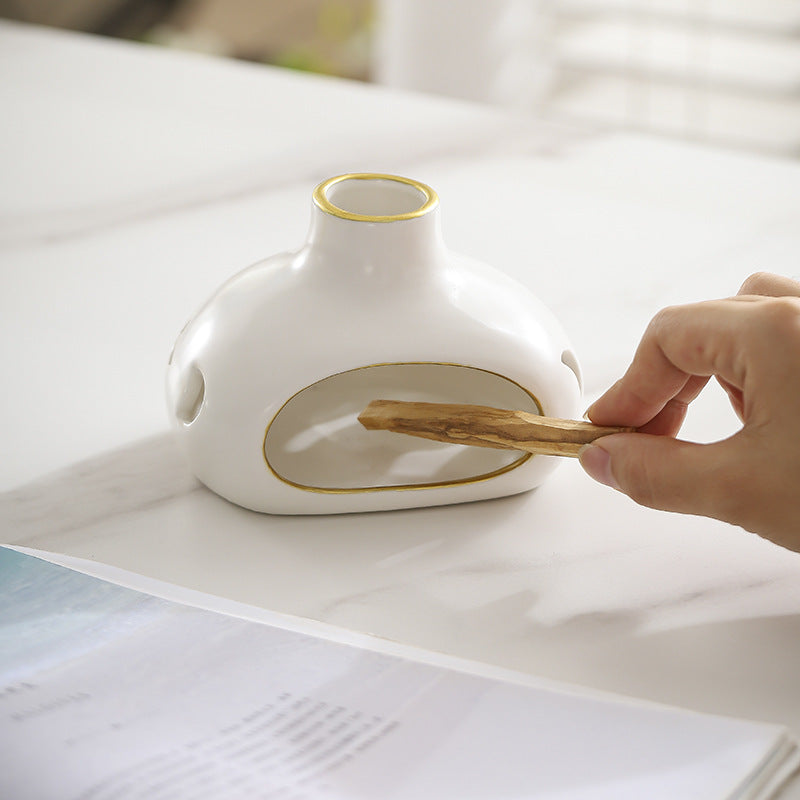 Vessel Ceramic Sage & Palo Santo Burner | Japandi Ritual Home Fragrance, incense burners, in a styled setting, in soft
